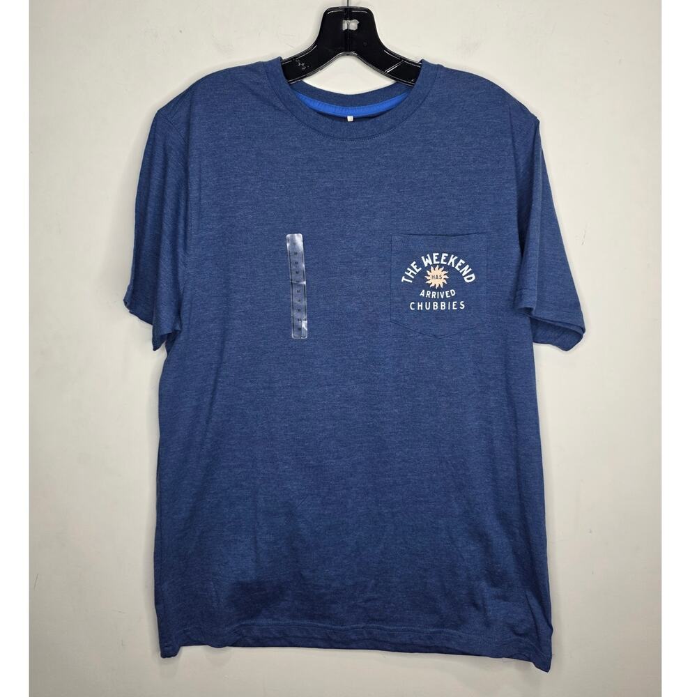 NWT Chubbies The Weekend has Arrived blue short sleeve pocket t-shirt - medium